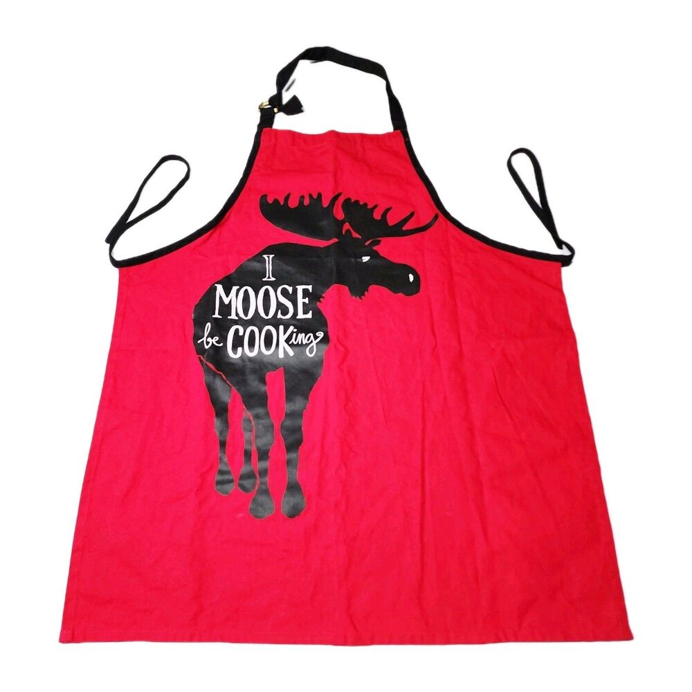 Hatley Chef Apron I Moose Be Cooking Grill One Size 100% Cotton BBQ Cook NWOT